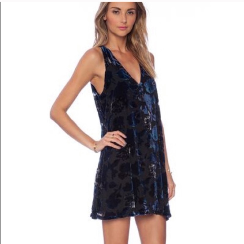 BB Dakota Blue Velvet Dress Size XS